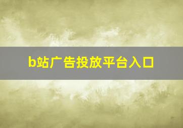 b站广告投放平台入口