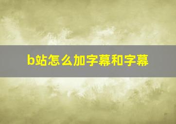 b站怎么加字幕和字幕