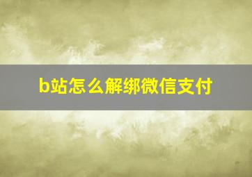 b站怎么解绑微信支付