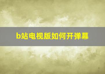 b站电视版如何开弹幕