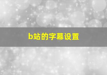 b站的字幕设置