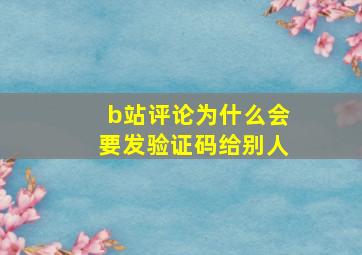 b站评论为什么会要发验证码给别人