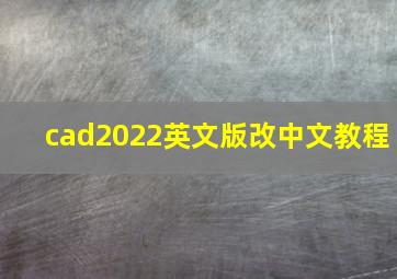 cad2022英文版改中文教程