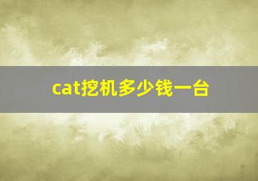 cat挖机多少钱一台