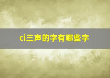 ci三声的字有哪些字