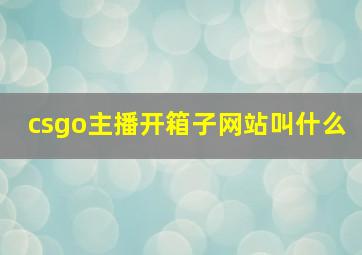 csgo主播开箱子网站叫什么