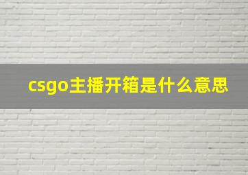 csgo主播开箱是什么意思