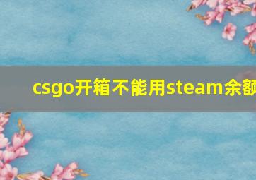 csgo开箱不能用steam余额