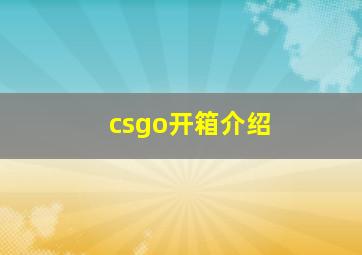 csgo开箱介绍