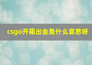 csgo开箱出金是什么意思呀