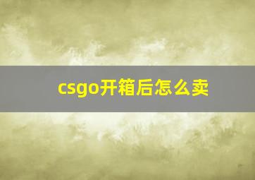 csgo开箱后怎么卖