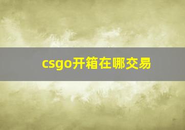 csgo开箱在哪交易