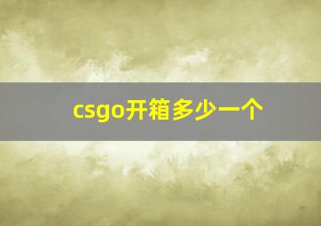 csgo开箱多少一个