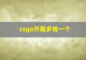 csgo开箱多钱一个