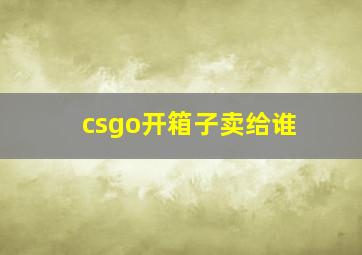 csgo开箱子卖给谁