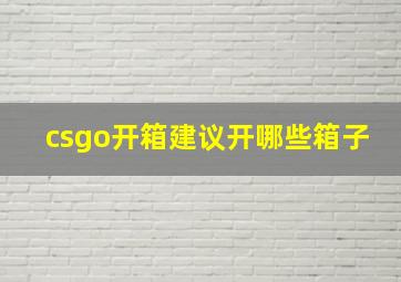 csgo开箱建议开哪些箱子