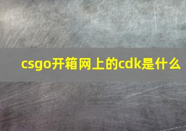 csgo开箱网上的cdk是什么