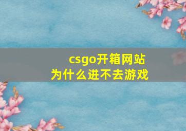 csgo开箱网站为什么进不去游戏