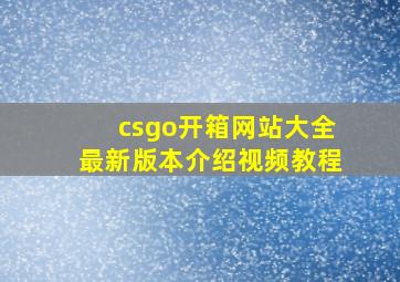 csgo开箱网站大全最新版本介绍视频教程