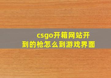 csgo开箱网站开到的枪怎么到游戏界面