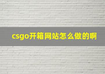 csgo开箱网站怎么做的啊