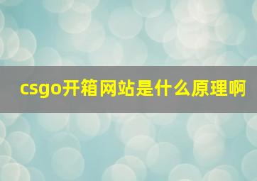 csgo开箱网站是什么原理啊