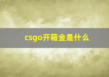 csgo开箱金是什么