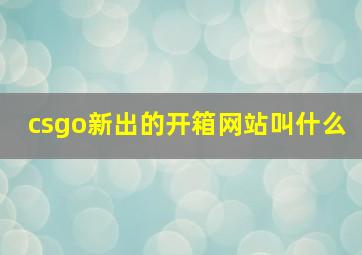 csgo新出的开箱网站叫什么