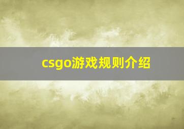 csgo游戏规则介绍