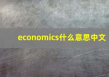 economics什么意思中文