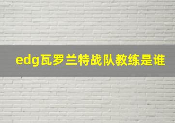 edg瓦罗兰特战队教练是谁