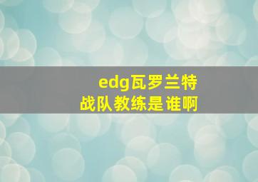 edg瓦罗兰特战队教练是谁啊