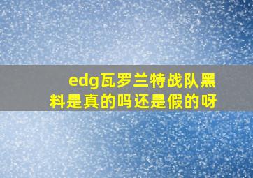 edg瓦罗兰特战队黑料是真的吗还是假的呀