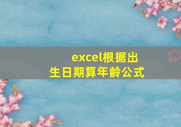 excel根据出生日期算年龄公式