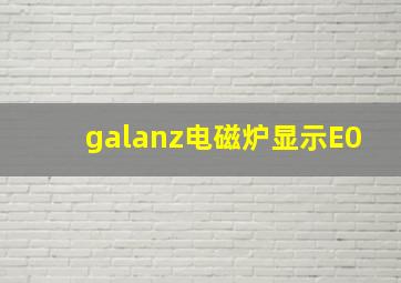 galanz电磁炉显示E0