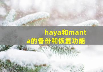 haya和manta的备份和恢复功能