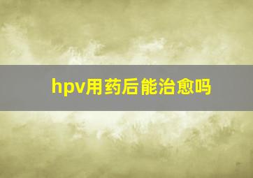 hpv用药后能治愈吗