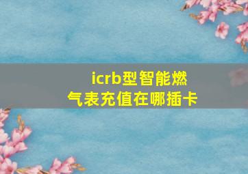 icrb型智能燃气表充值在哪插卡