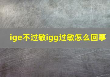 ige不过敏igg过敏怎么回事