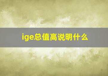 ige总值高说明什么