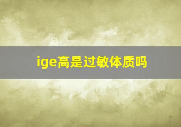 ige高是过敏体质吗