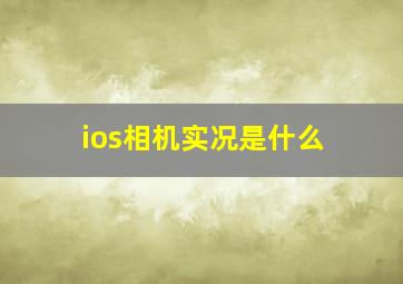 ios相机实况是什么