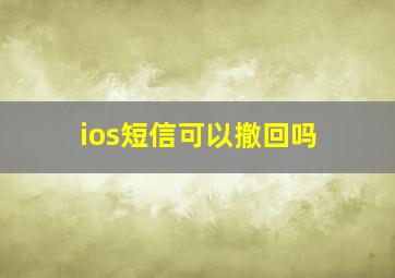 ios短信可以撤回吗