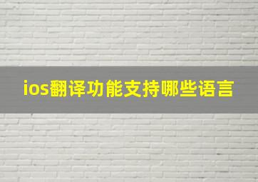 ios翻译功能支持哪些语言