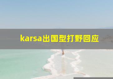 karsa出国型打野回应