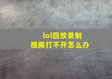 lol回放录制视频打不开怎么办