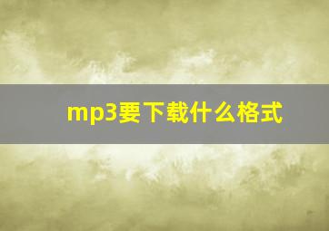 mp3要下载什么格式