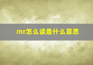 mr怎么读是什么意思