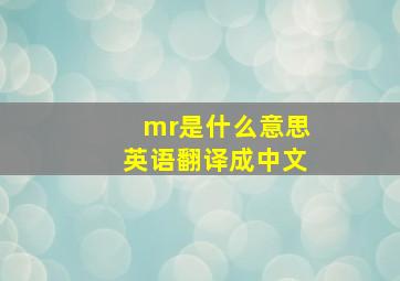 mr是什么意思英语翻译成中文