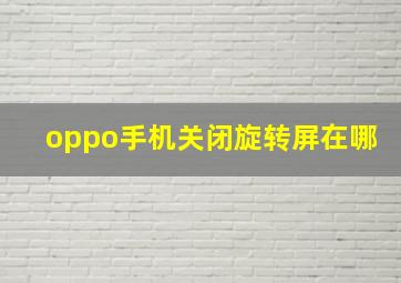 oppo手机关闭旋转屏在哪